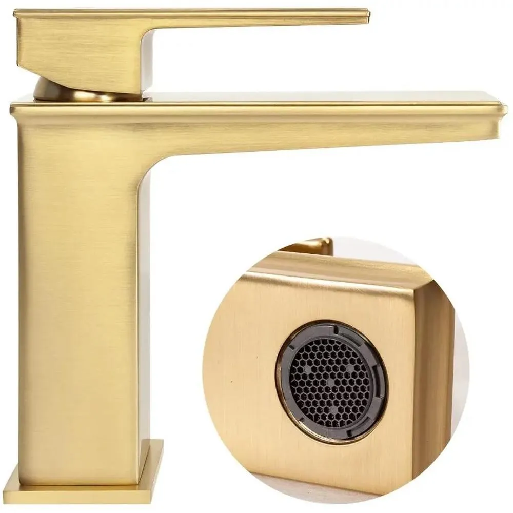 Смеситель для раковины Hansberge H1070MG, матовое золото