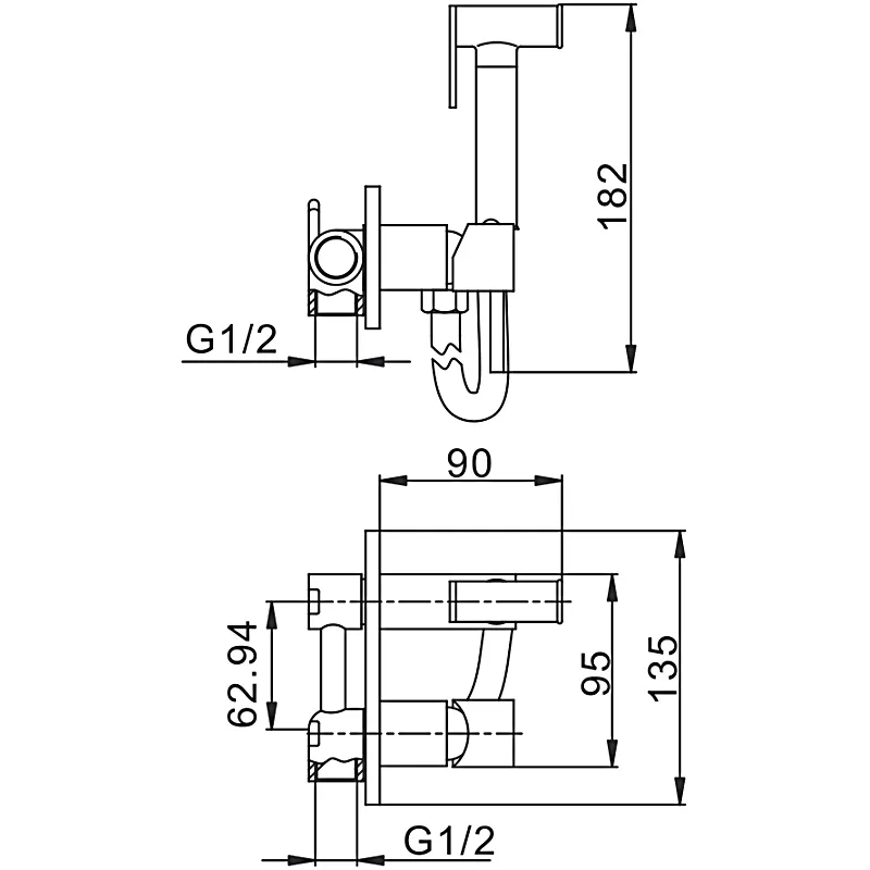 Гигиенический душ со смесителем FRAP F7505, хром