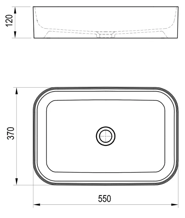 Умывальник CERAMIC 550 R SLIM черный матовый