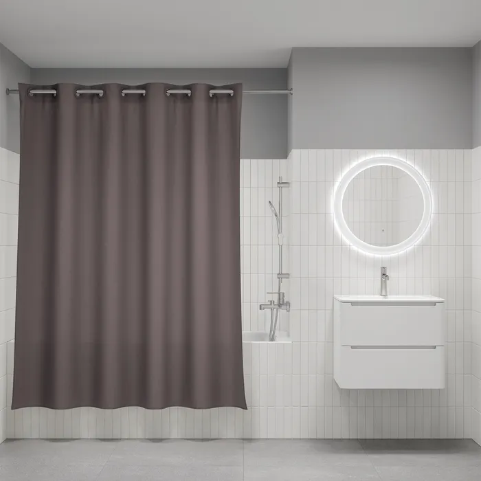 Штора для ванной IDDIS Бэйс (Base) 200x180 см, полиэстер, коричневый (TS03P18i11)