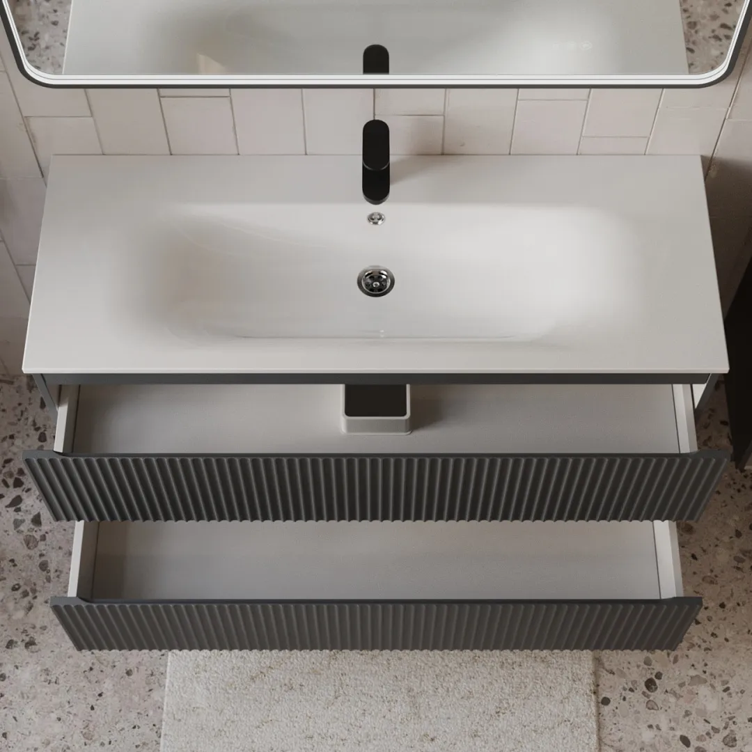 Тумба с раковиной подвесная (120см) Terminus Sicilia SIC101202701601O, графит