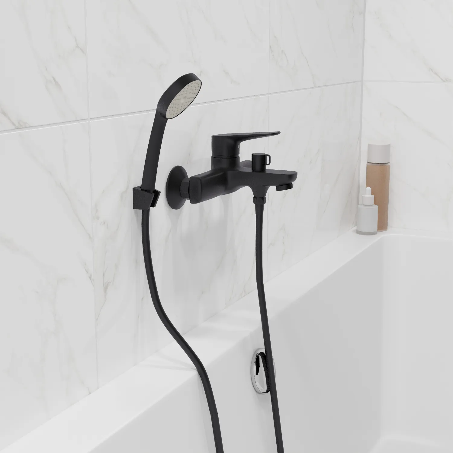 Смеситель для ванны 35k MIXLINE МЛ14-01 (ML14-01BL) ЧЕРНЫЙ (556603)