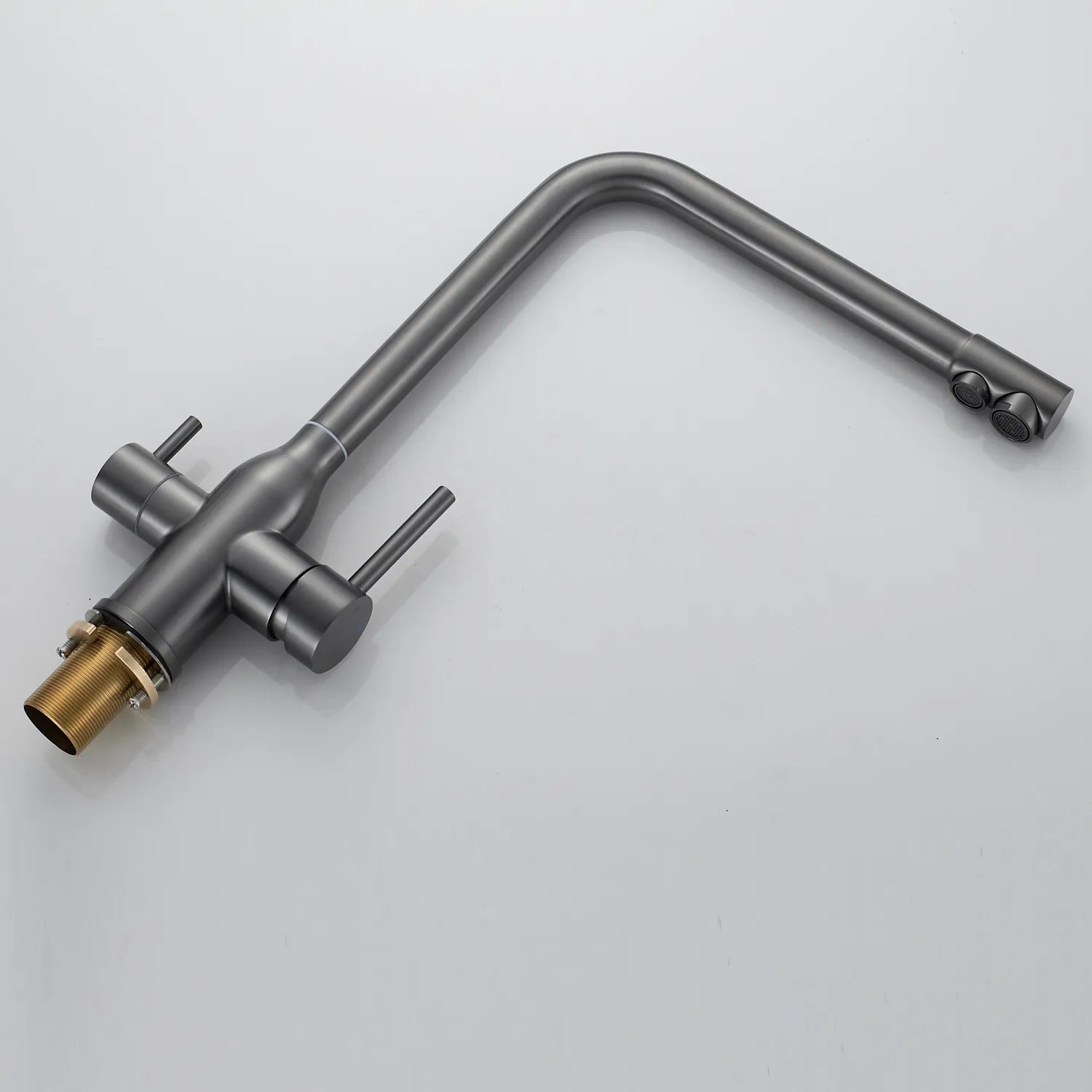 Смеситель для кухни с подключением фильтра Shevanik S248T, оружейная сталь