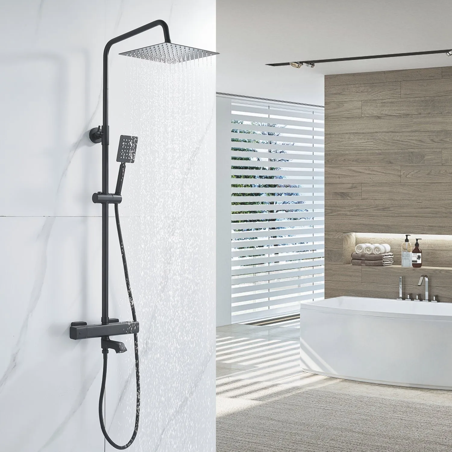 Душевая система c термостатом Shevanik S3096H, черный