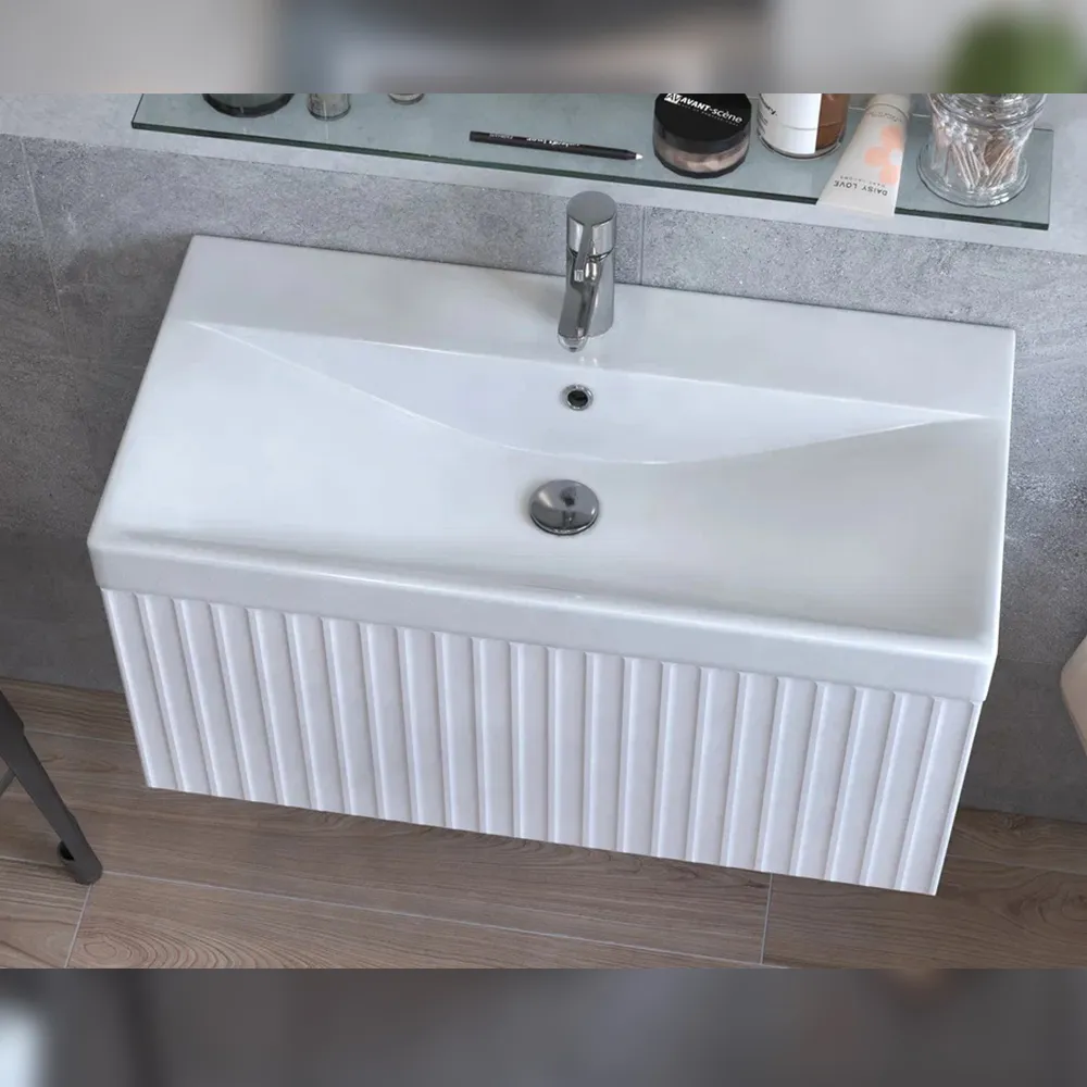 Тумба с раковиной подвесная Velvex Compo tp.COM.9696.80.1Y белый глянец, 80 см