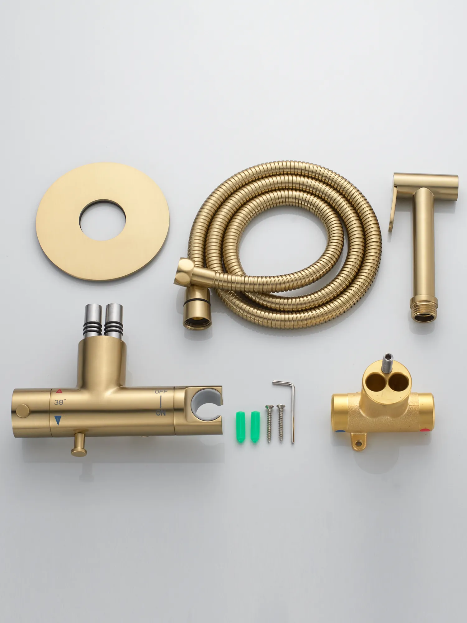 Гигиенический душ с термостатом Rose R915G, золотой сатин