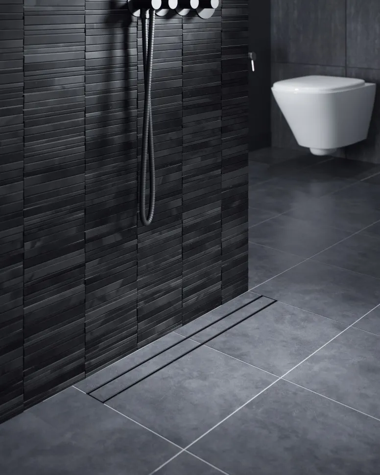 Душевой лоток TIMO Drain System 800 с двусторонней панелью "plate" под плитку, Чёрный (DS230208/03)