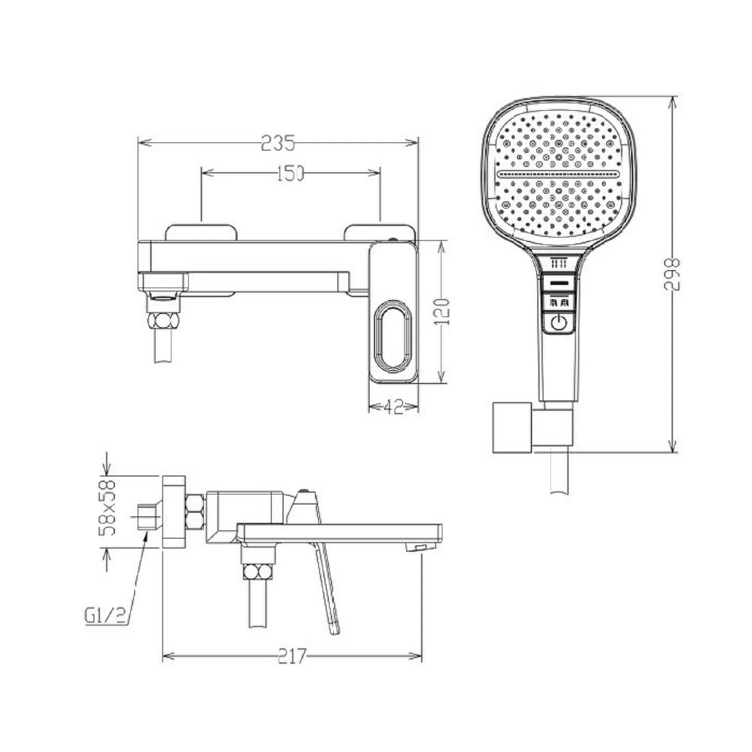 Смеситель Raglo R51.30 для ванны и душа настенный излив поворотный 15 см, хром