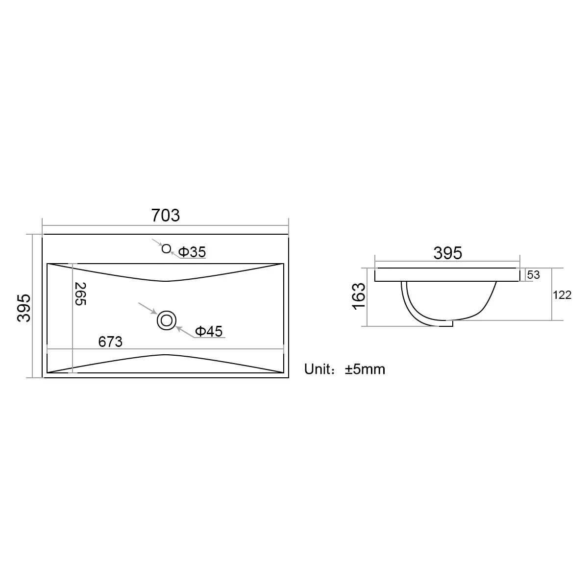 Раковина Velvex 9696(70), 70 см