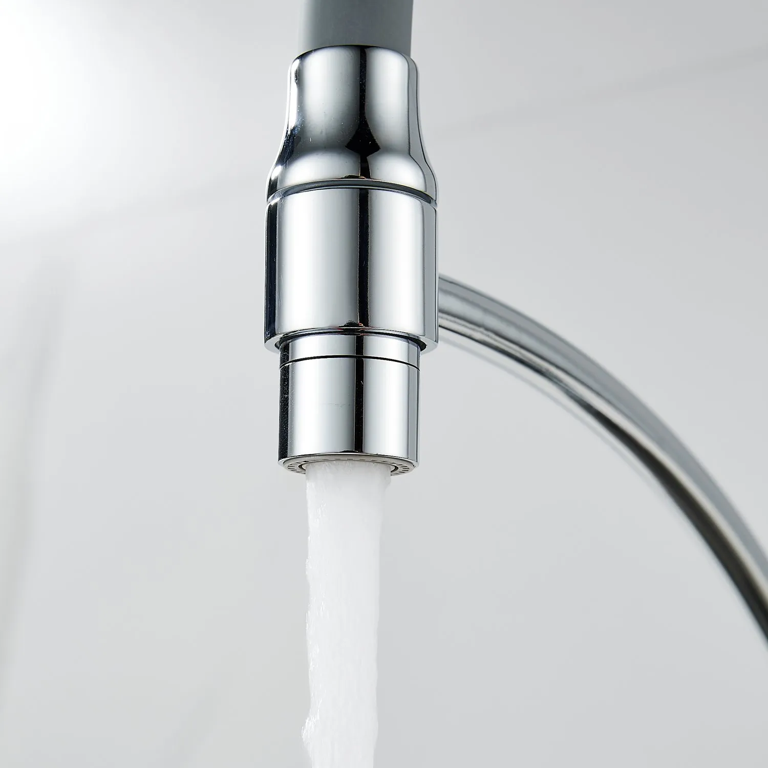 Смеситель для кухни с гибким изливом Shevanik S743-9, хром/серый