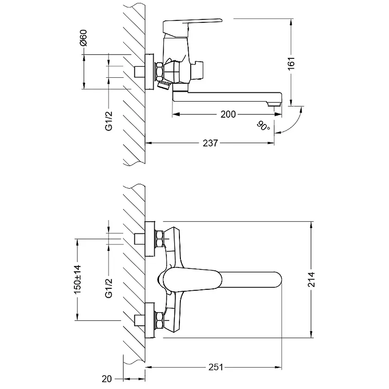 Смеситель для ванны Lemark Point (LM0317C)