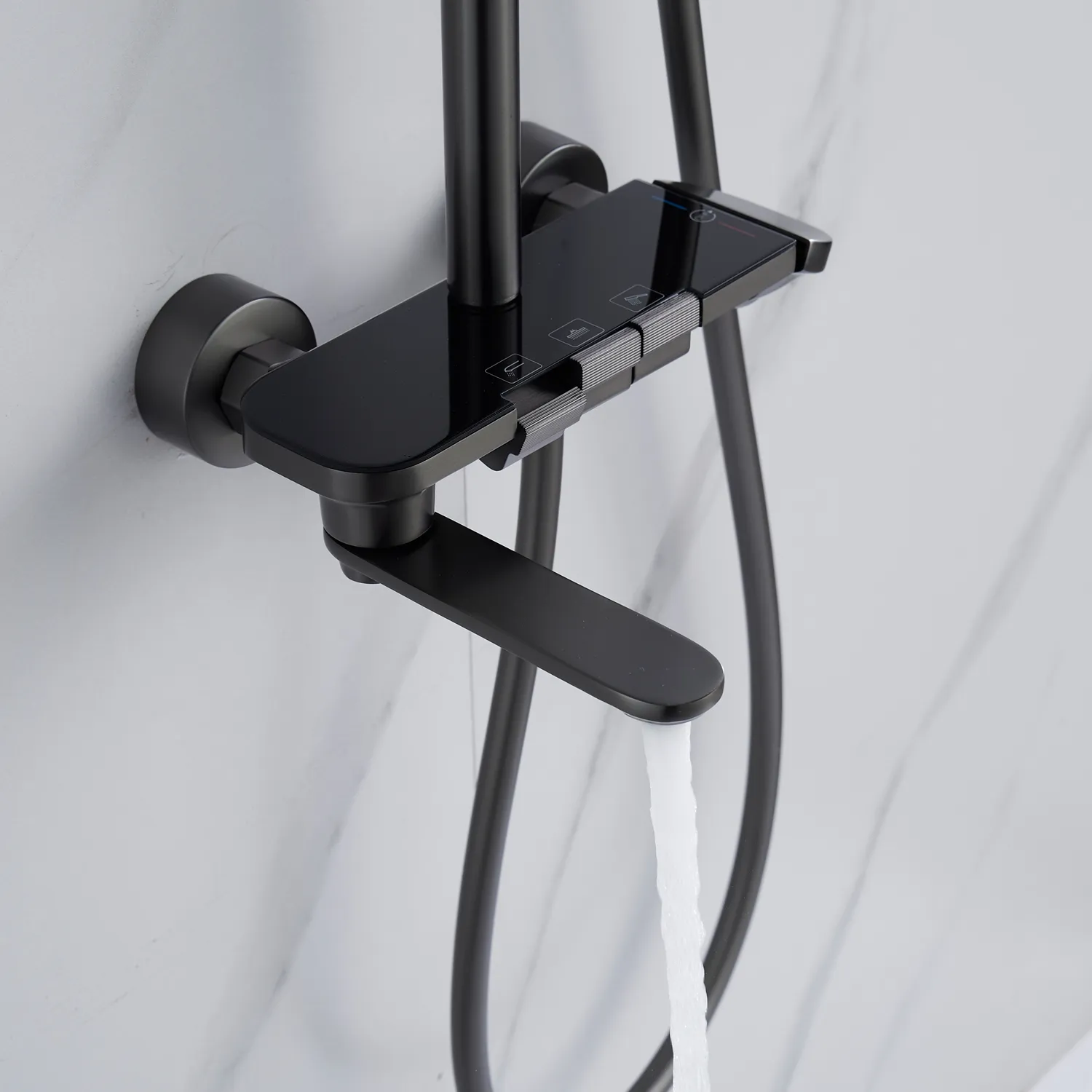 Душевая система Shevanik S4726T, оружейная сталь