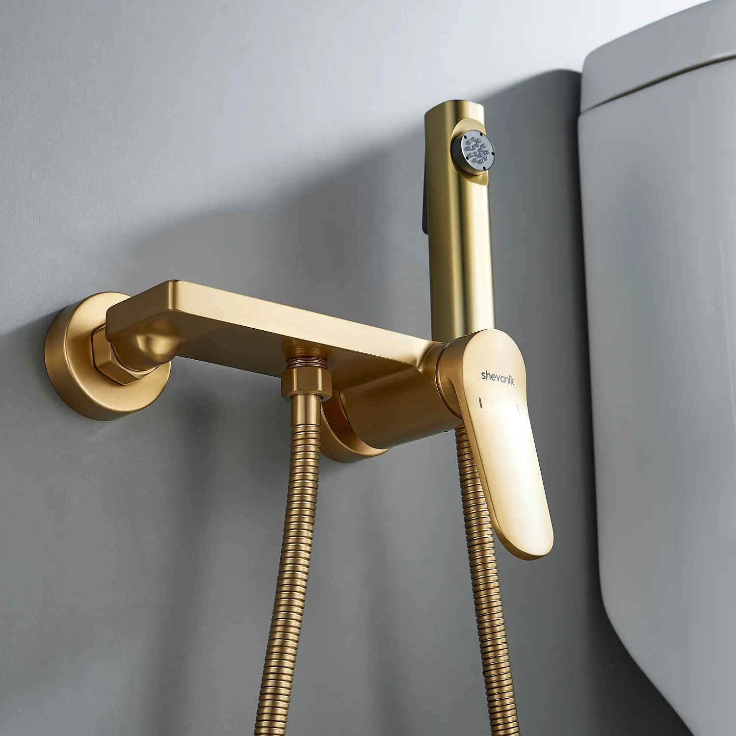 Гигиенический душ со смесителем Shevanik S4305G-1, золотой сатин