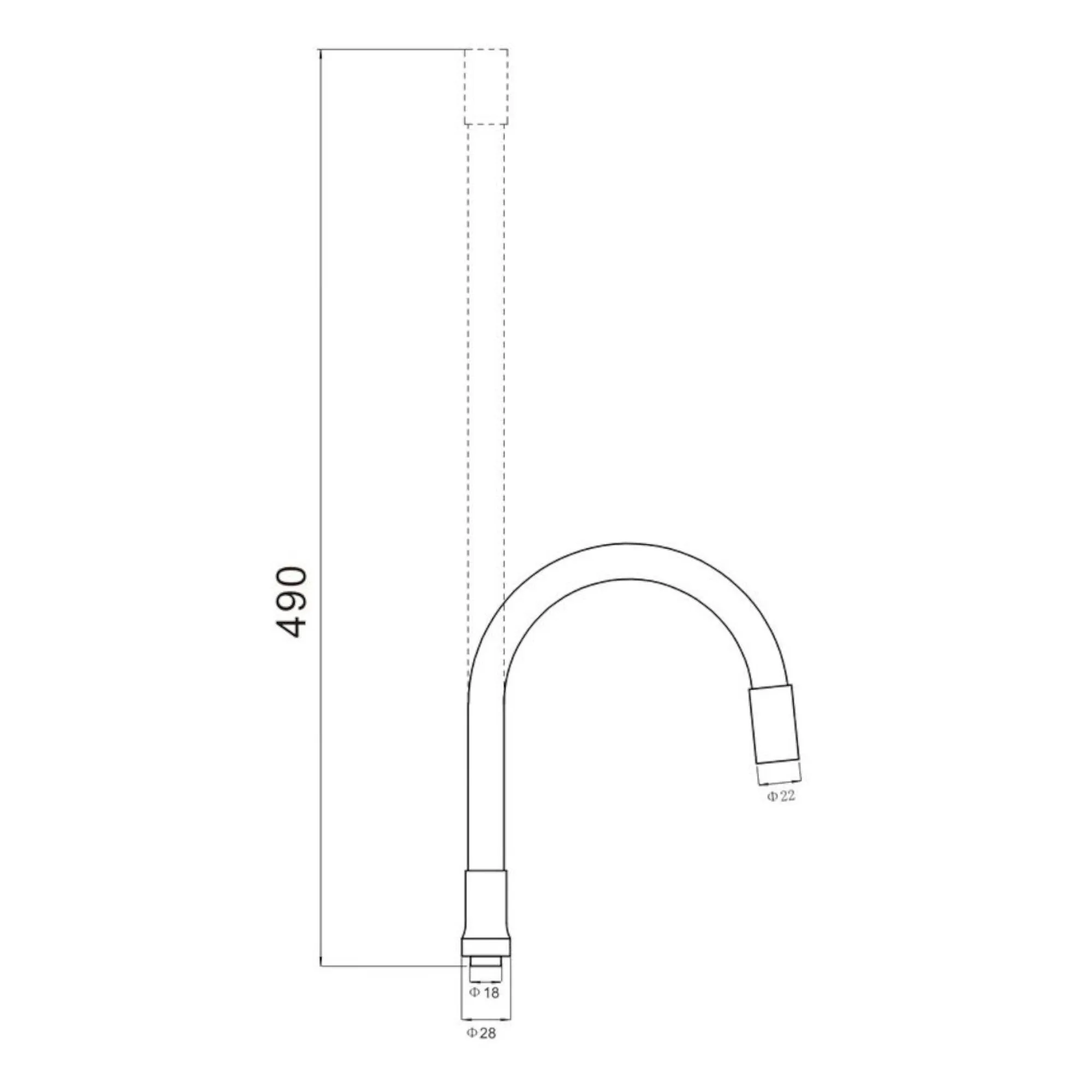 Гибкий излив для кухонного смесителя Savol S-CG02, белый