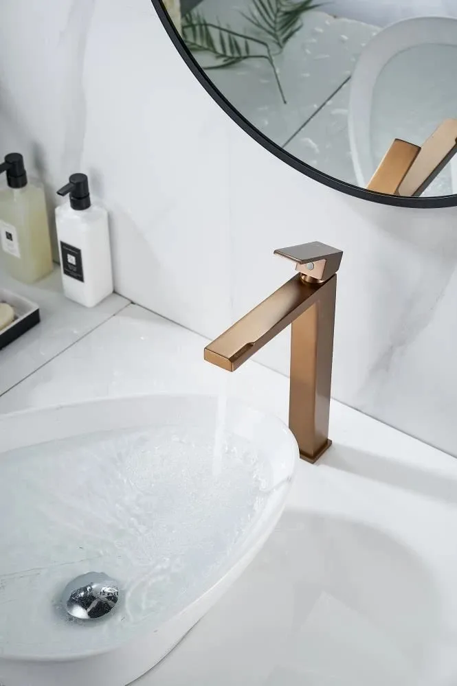 Смеситель для раковины высокий Knotlor KN-24/RB, бронза