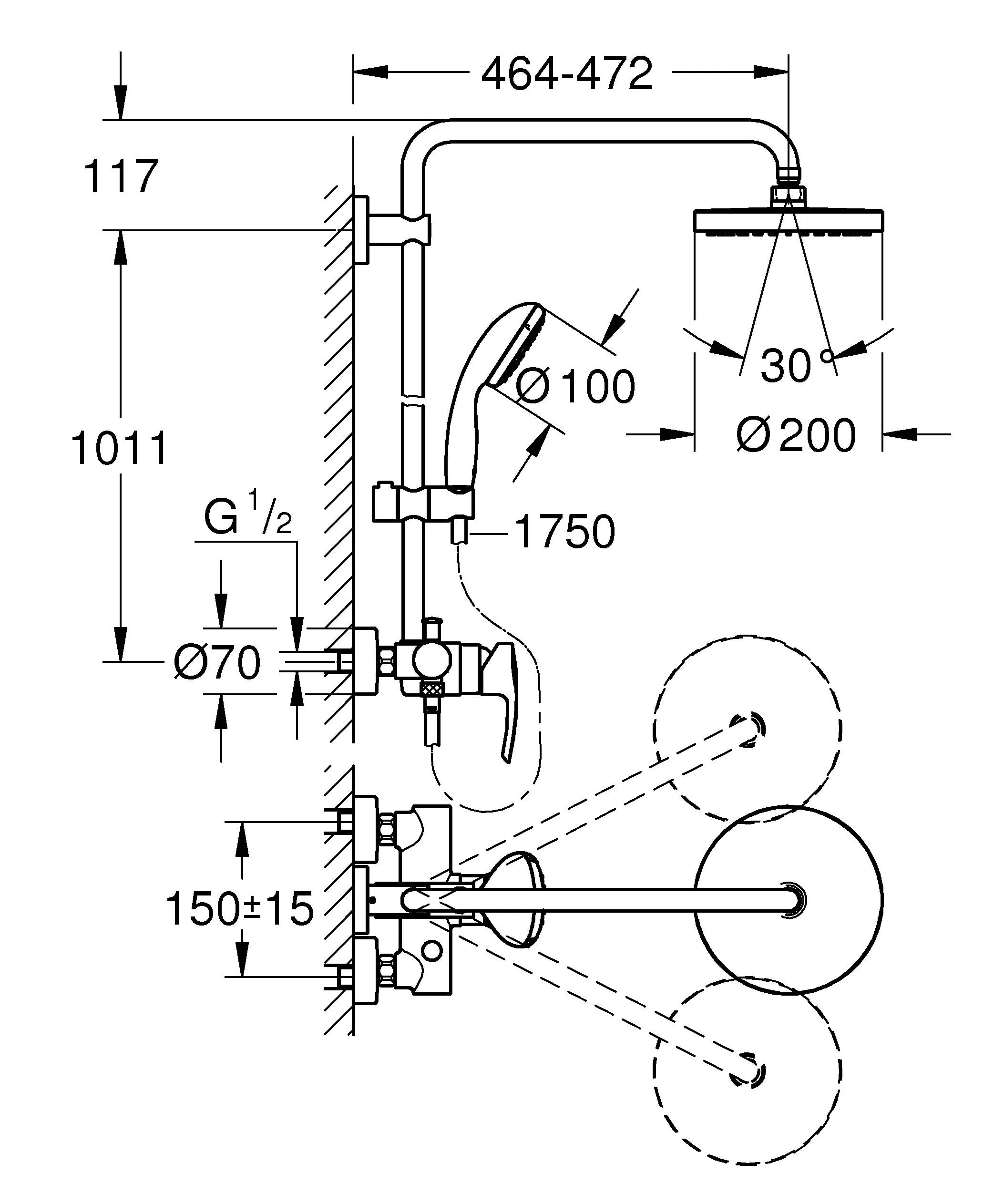 Душевая система Grohe New Tempesta 26244001 хром