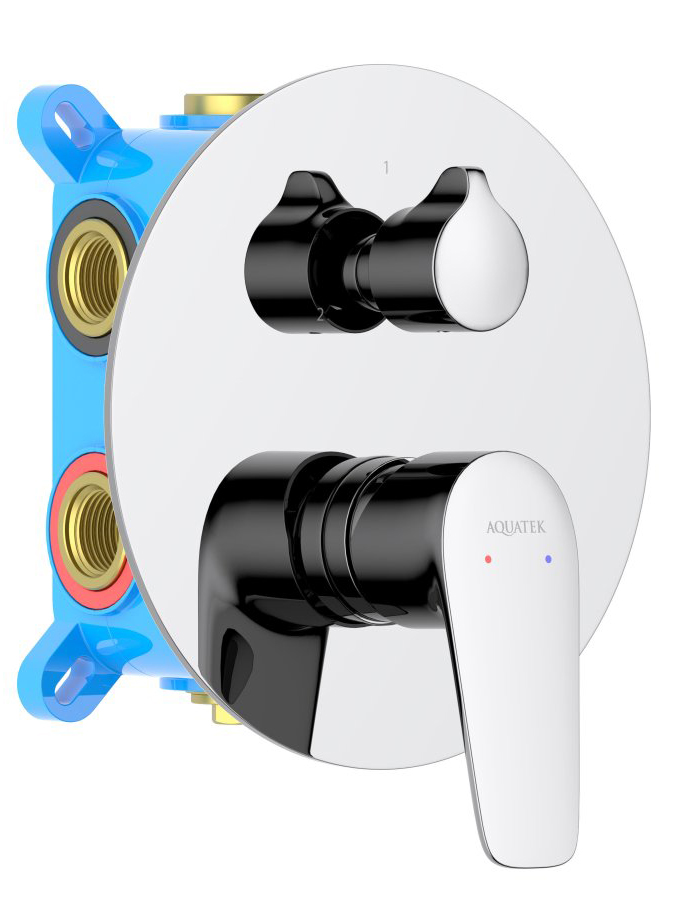 Смеситель для ванны БЕТТА, 3 режима, внешняя и скрытая часть, хром, AQ1147CR
