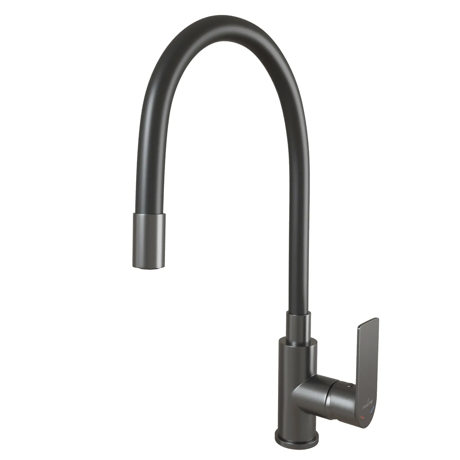 Смеситель для кухни 35к MIXLINE МЛ33-098Г(ML33-098GR) "Сити" гибкий излив боковая ручка б/отв ГРАФИТ (556597)