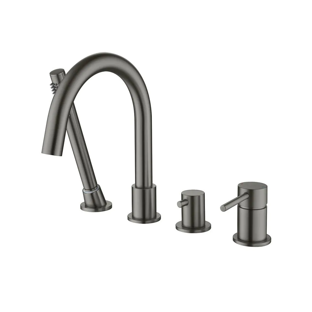 AQ1348BGM ЕВРОПА смеситель на борт ванны на 4 отв., шлиф. черный хром