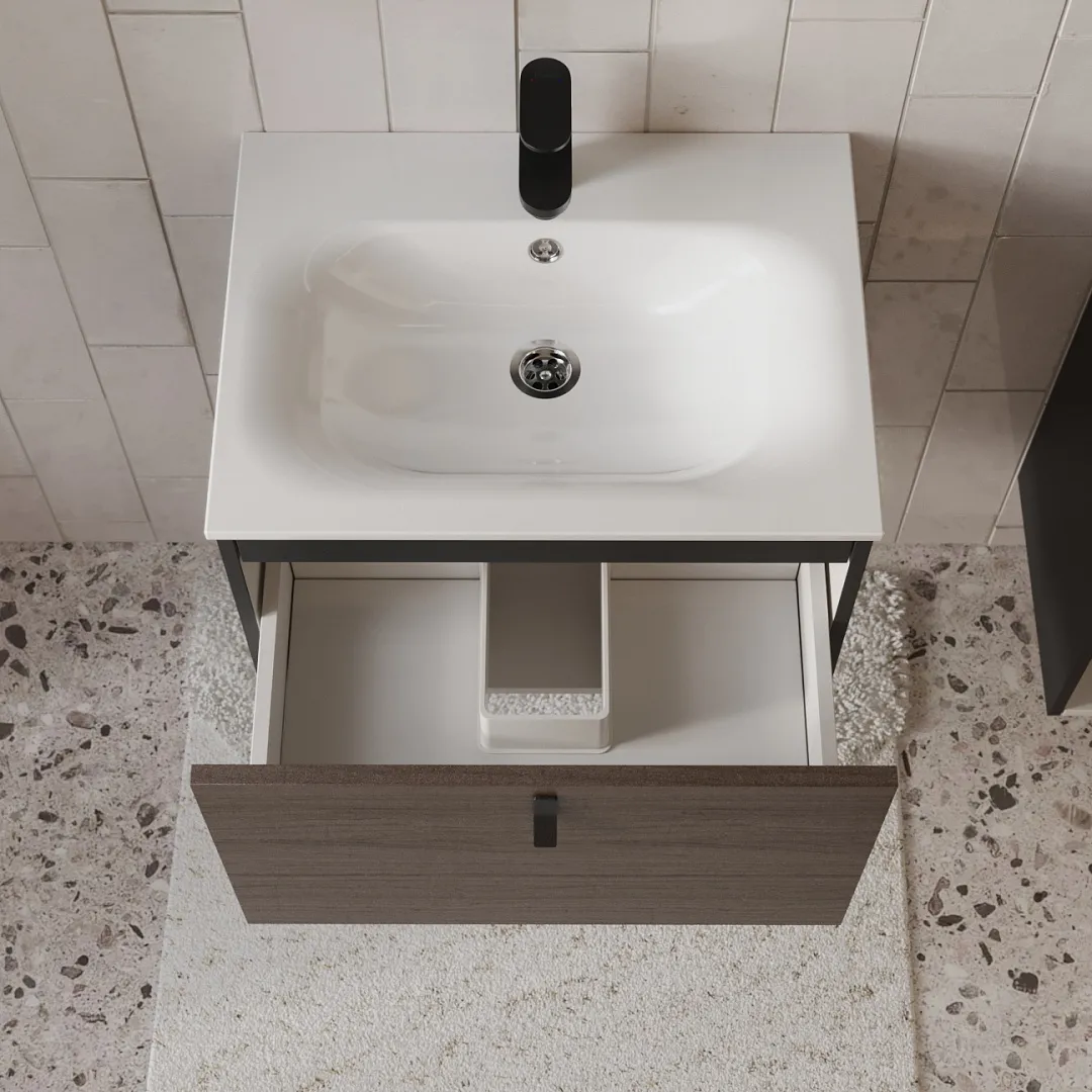 Тумба с раковиной подвесная (60см) Terminus Kontur KON10601200001O, венге/графит