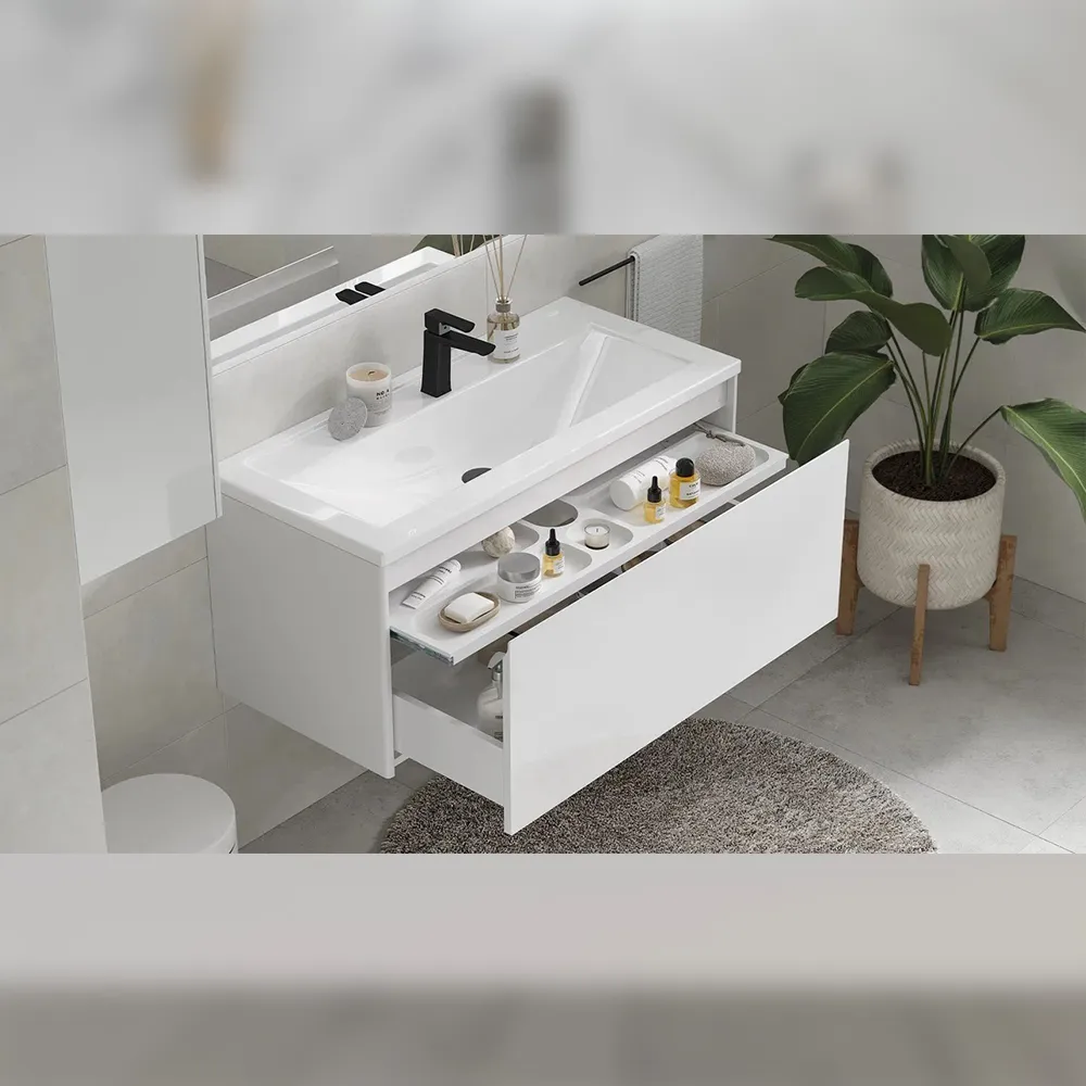 Тумба с раковиной подвесная Velvex Klaufs tp.KLA.MAR.100.1Y белый, 100 см