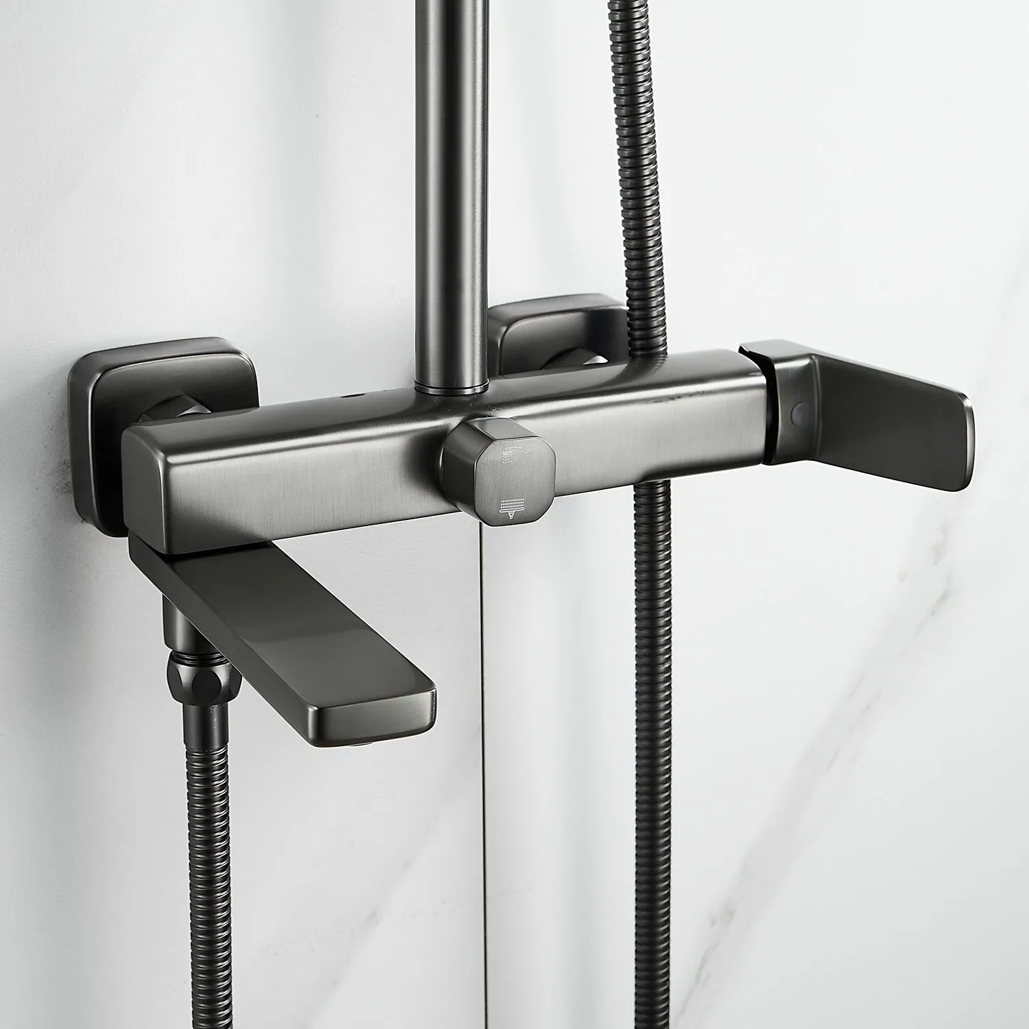 Душевая система Shevanik S9936T, оружейная сталь