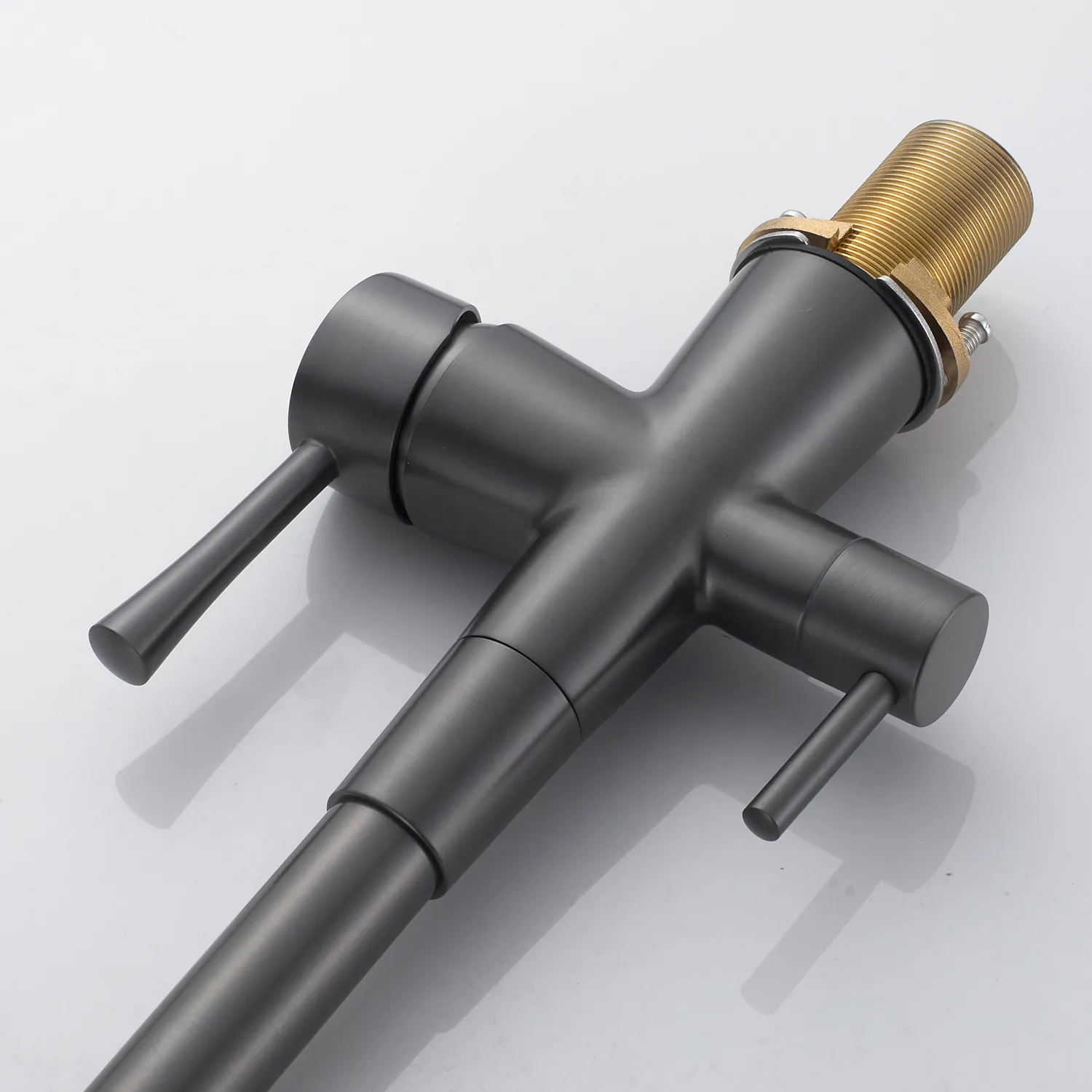 Смеситель для кухни с подключением фильтра Shevanik S528T, оружейная сталь