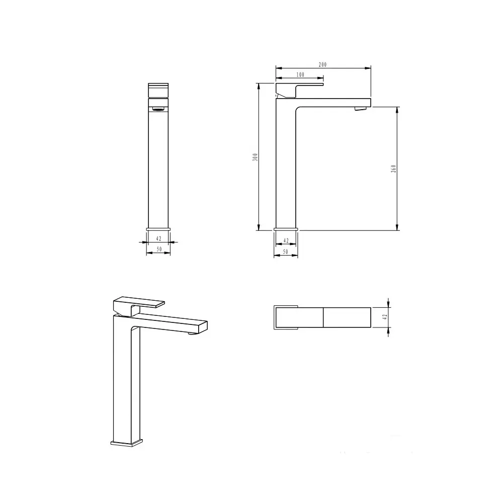 Смеситель для раковины высокий FILARETE Fing FL6040BG, графит