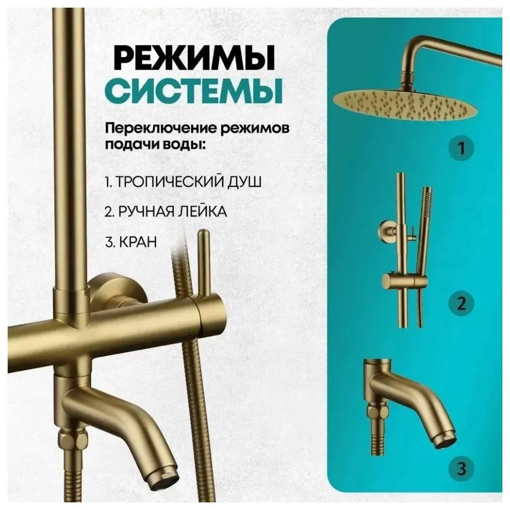 Душевая система Grocenberg GB7099MG, матовое золото