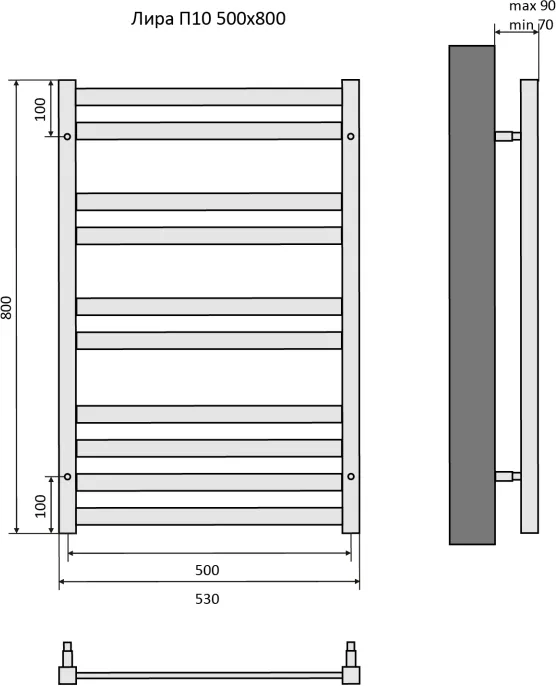 Полотенцесушитель водяной Aquatek Лира П10 500х800