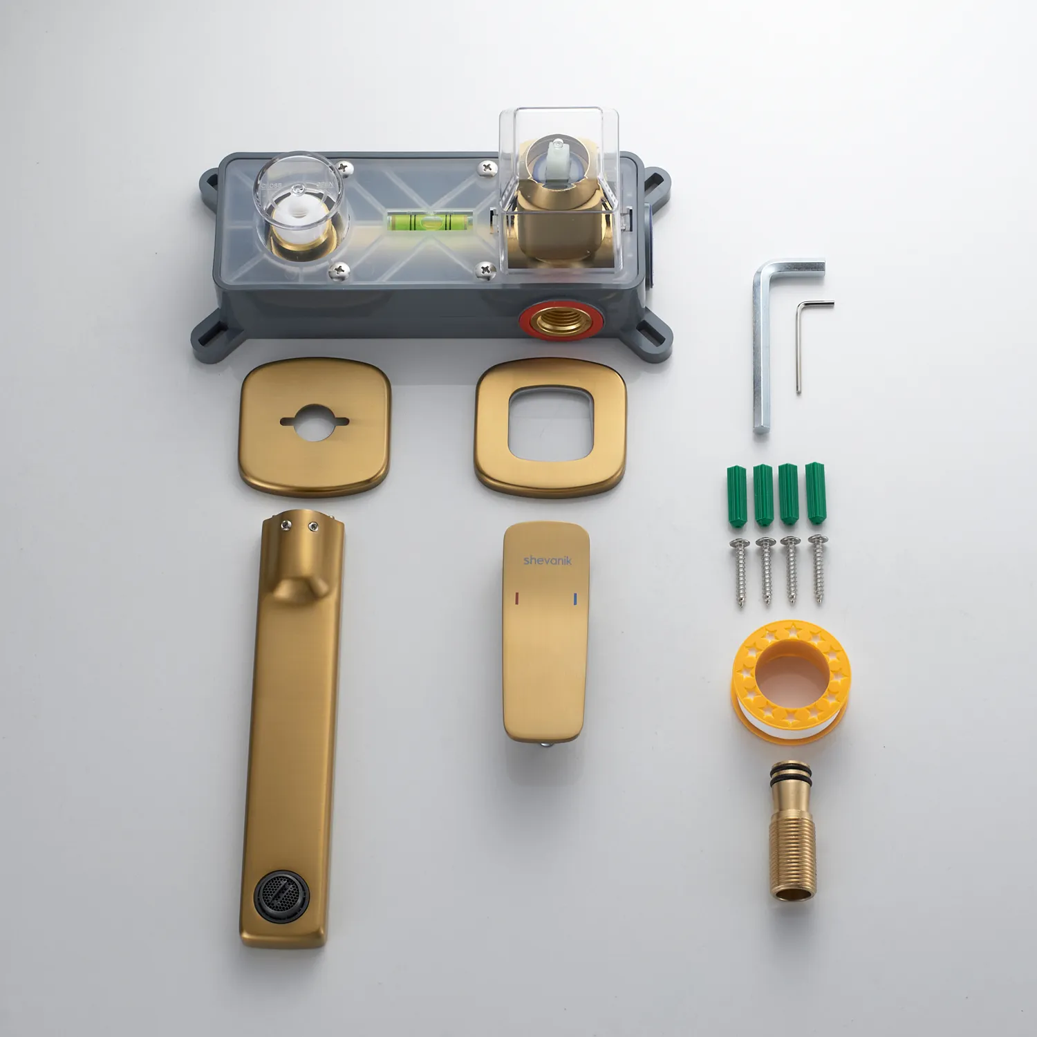 Смеситель для раковины встраиваемый Shevanik S9941G, золотой сатин