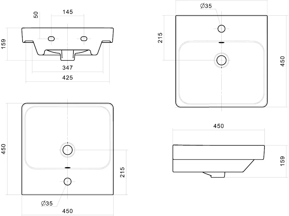 Умывальник Santek АДРИАНА 45 см 1.WH50.1.630