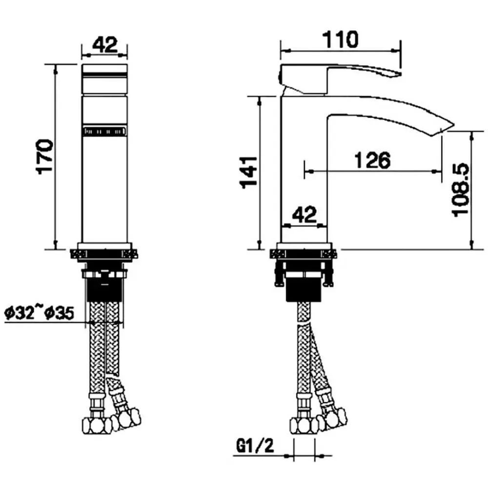 Смеситель для раковины Hansberge H1077W, белый/хром