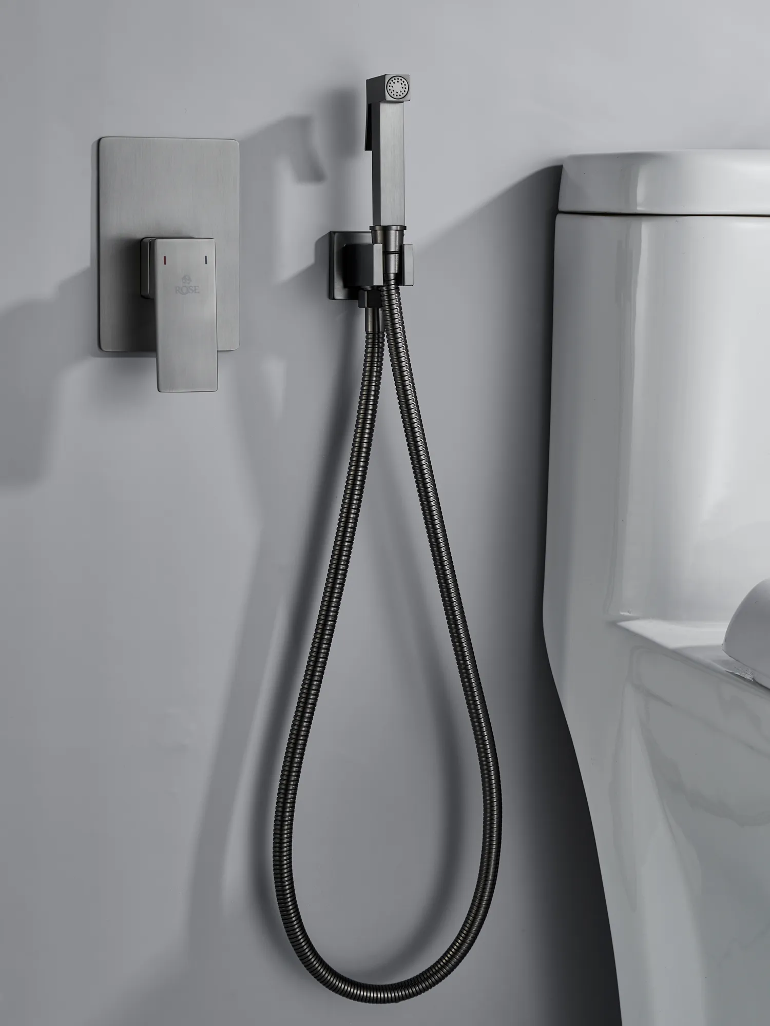 Гигиенический душ со смесителем Rose R2805T, оружейная сталь