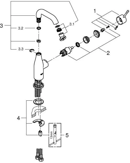Смеситель для раковины GROHE Essence New стандартный, хром (арт. 23463001)
