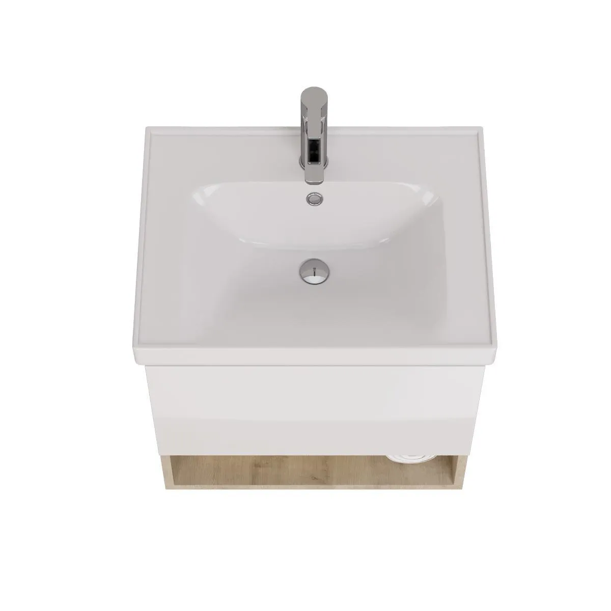 Тумба под раковину подвесная Dreja Perfecto 60 см, дуб эврика/белый