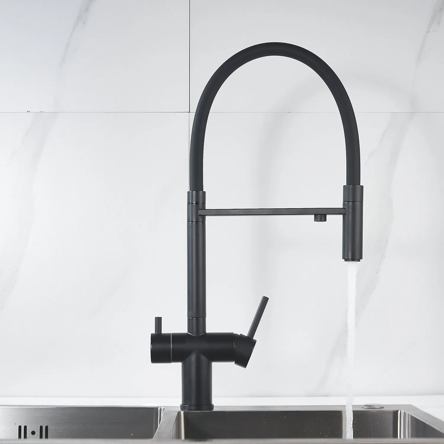 Смеситель для кухни с подключением фильтра Shevanik S178H, черный