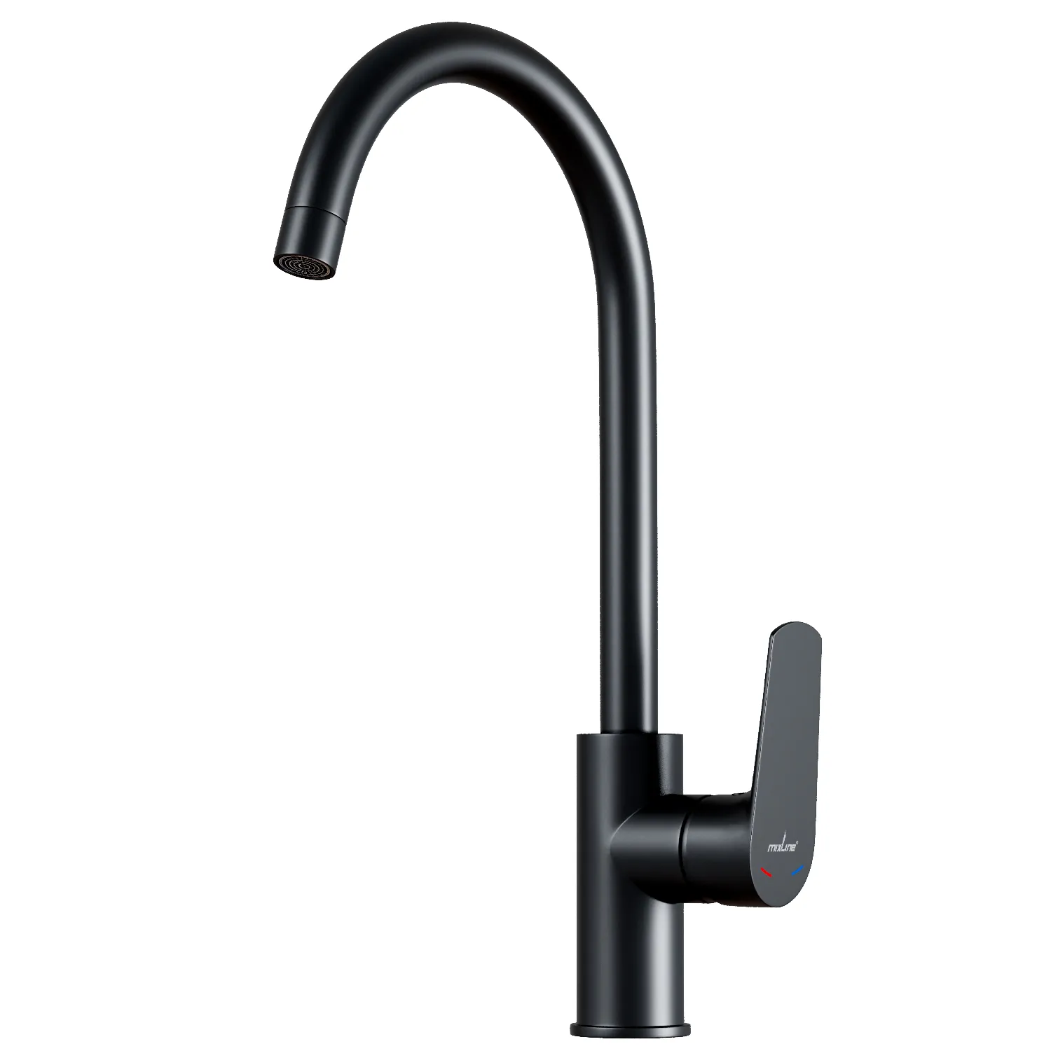 Смеситель для кухни 35k MIXLINE МЛ14-032(ML14-032BL)выс.излив б/отв бок.п/гайку ЧЕРНЫЙ(без подводки) (556615)