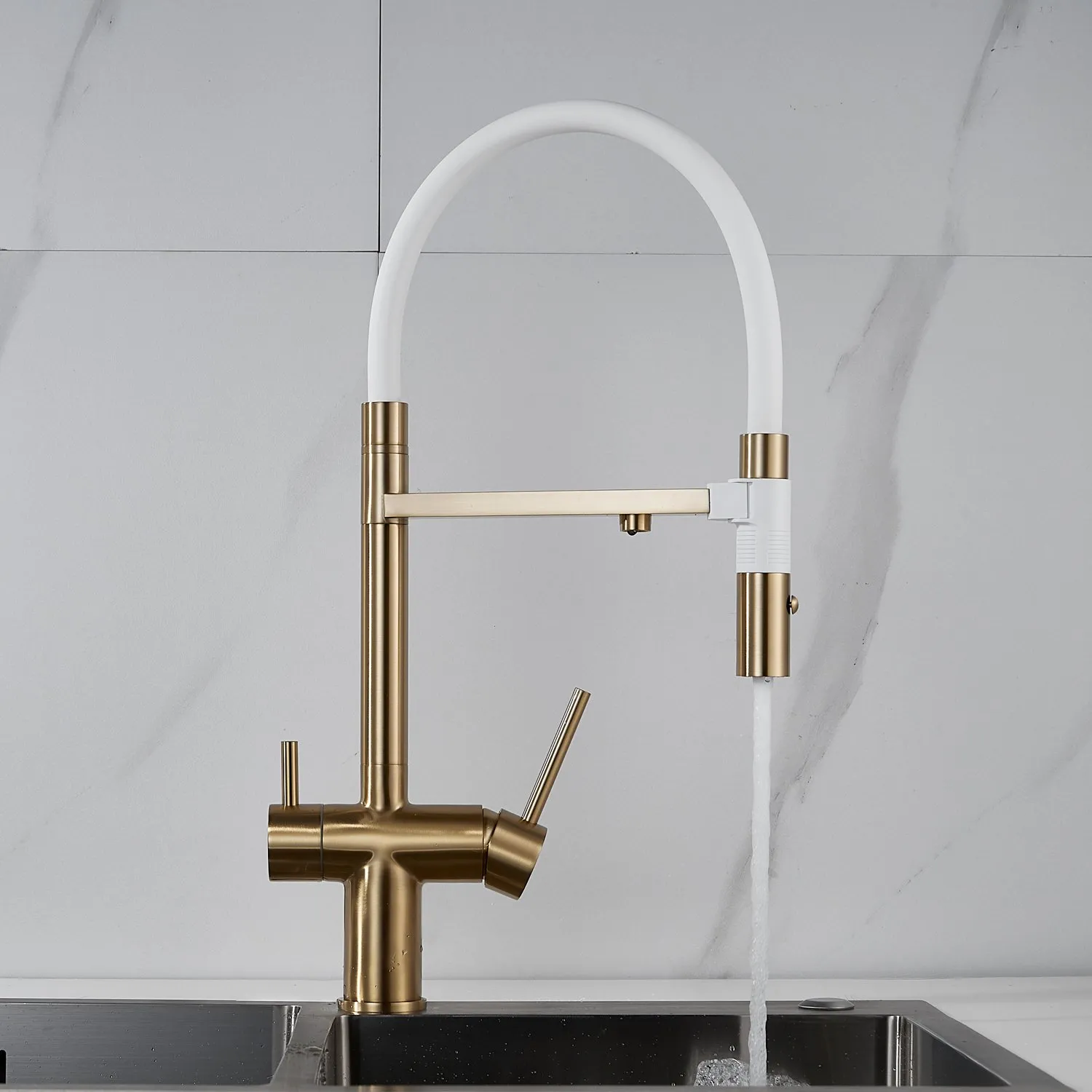 Смеситель для кухни Rose R958G, золотой сатин