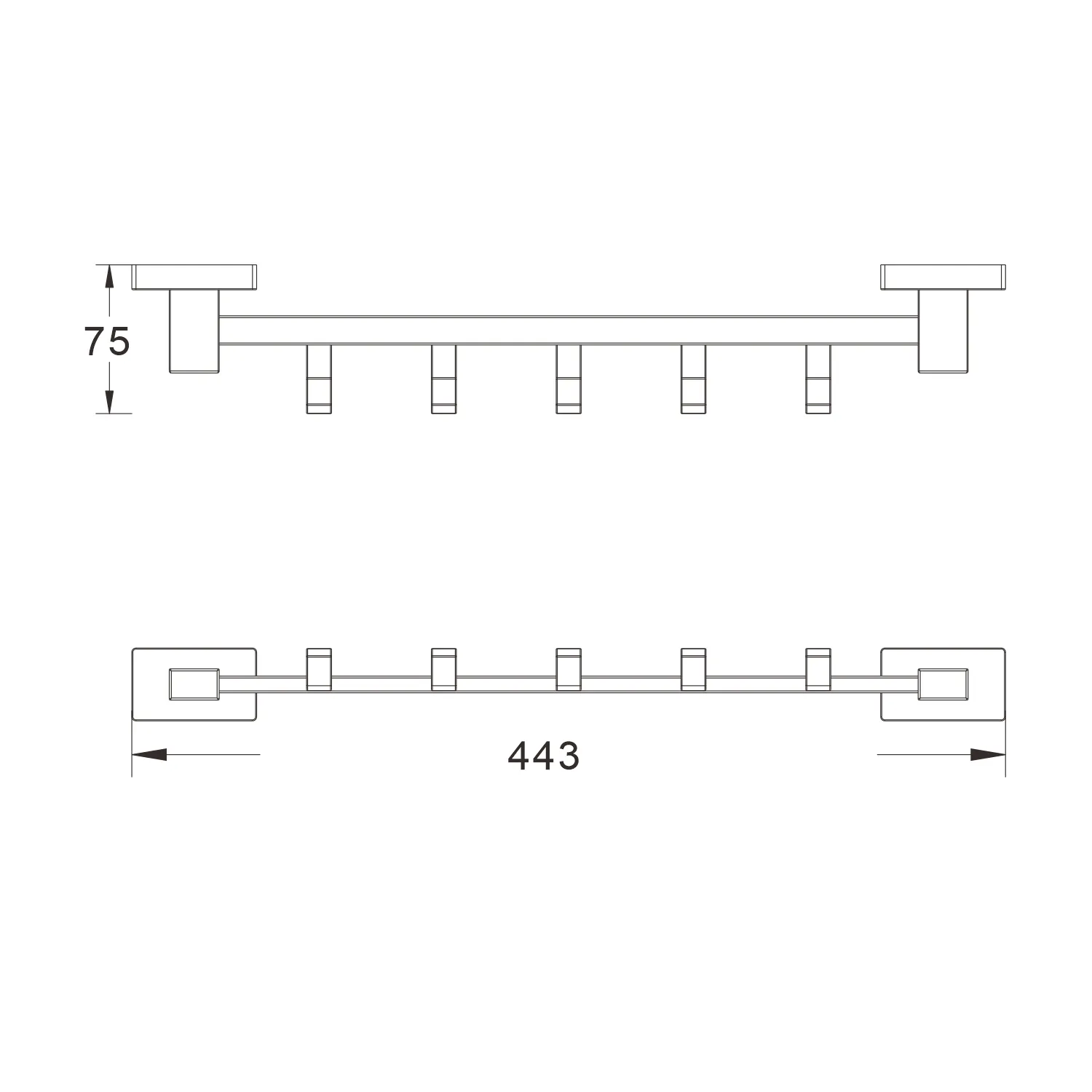 Планка с крючками Shevanik SG5651H, черный