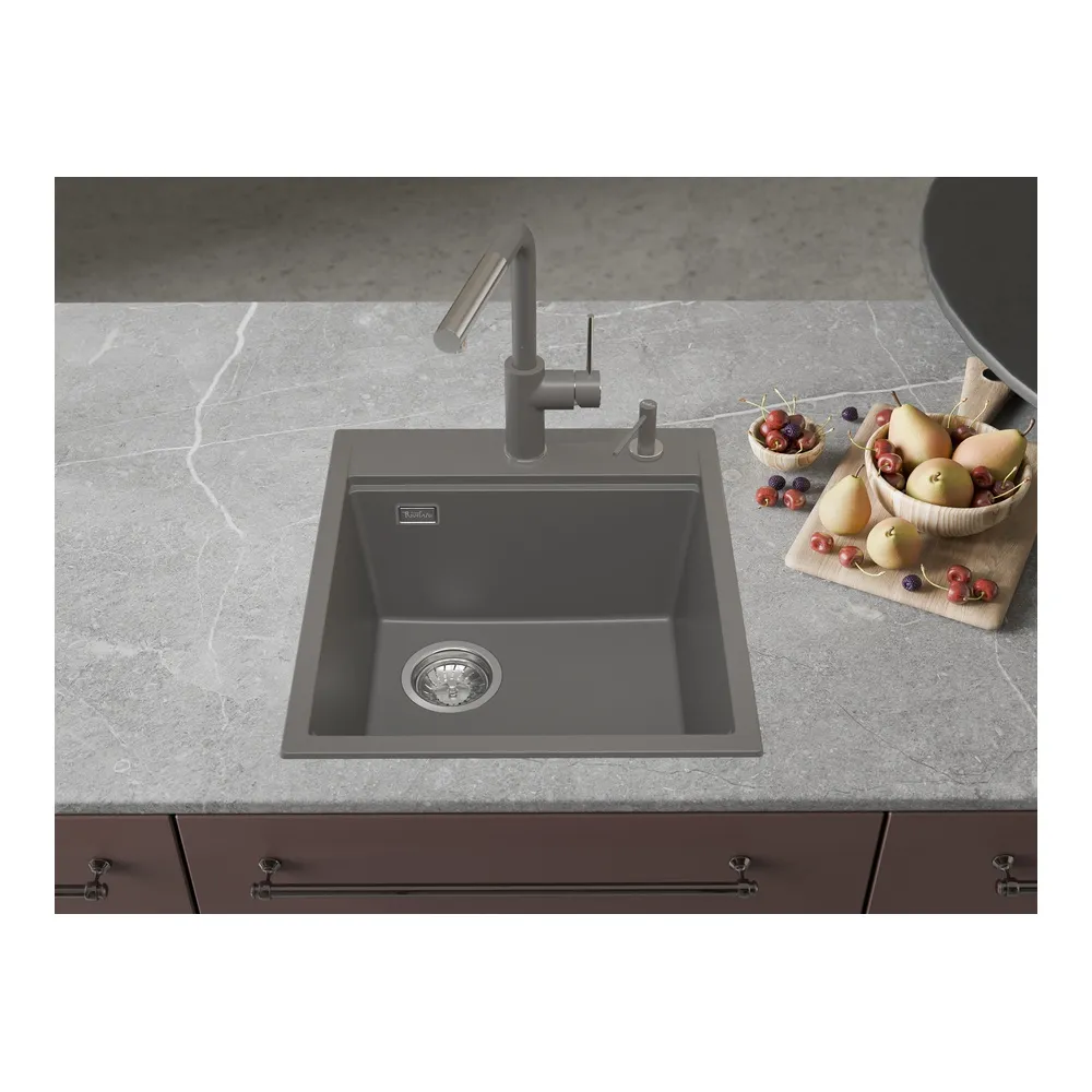 Кухонная мойка Rivelato TESORO TR-455-L, серый металлик