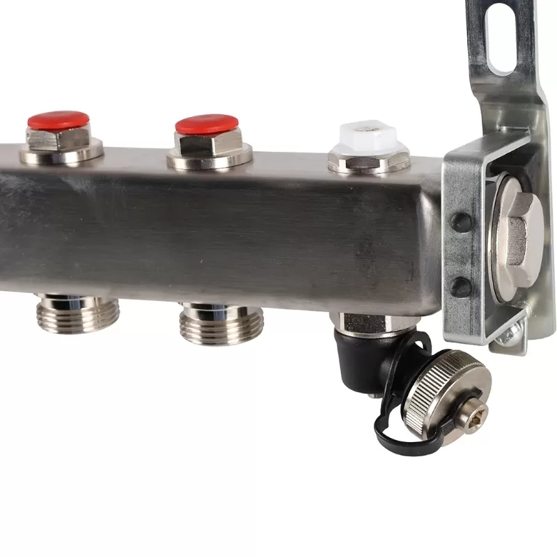 Коллектор Rommer 1"x3/4" на 6 контуров с запорными клапанами (нерж. сталь) (RMS-3201-000006)