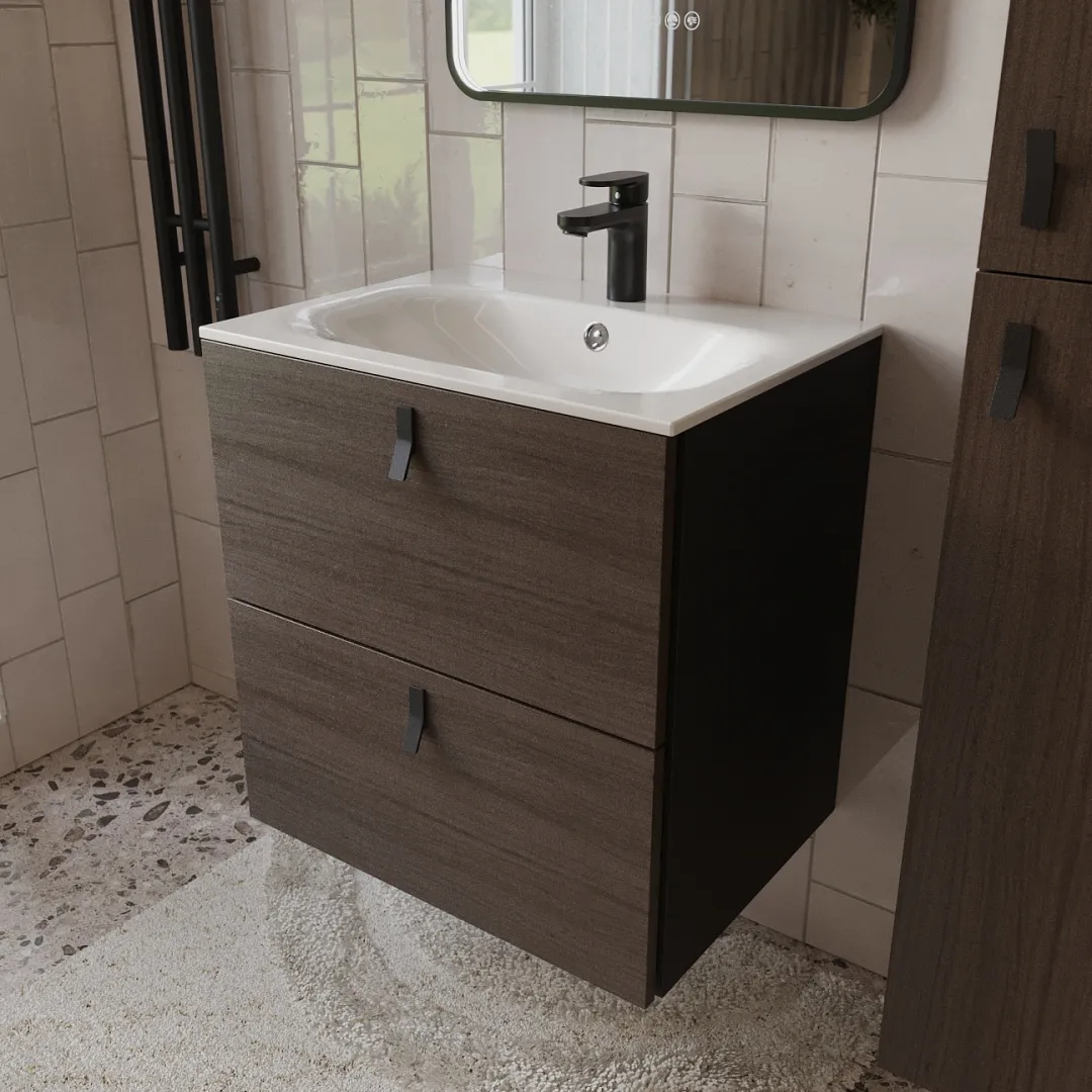 Тумба с раковиной подвесная (60см) Terminus Kontur KON10602200001O, венге/графит