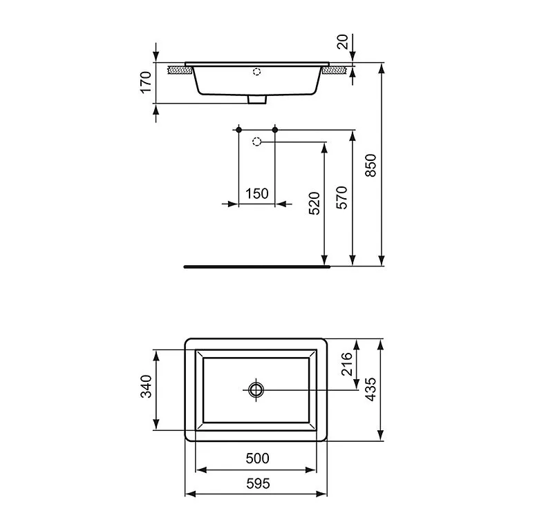 Умывальник, встраиваемый Ideal Standard Strada 59x43 K078001