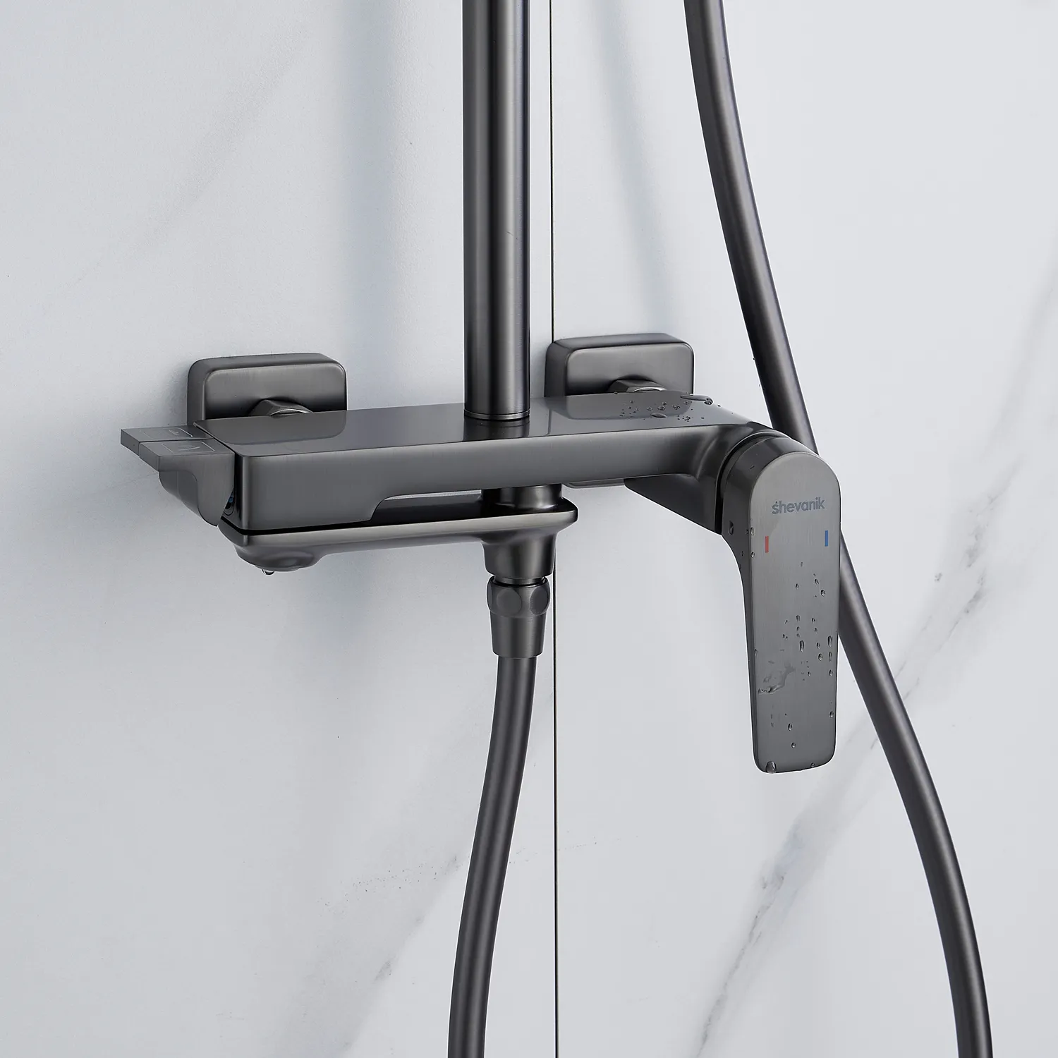 Душевая система Shevanik S4226T, оружейная сталь