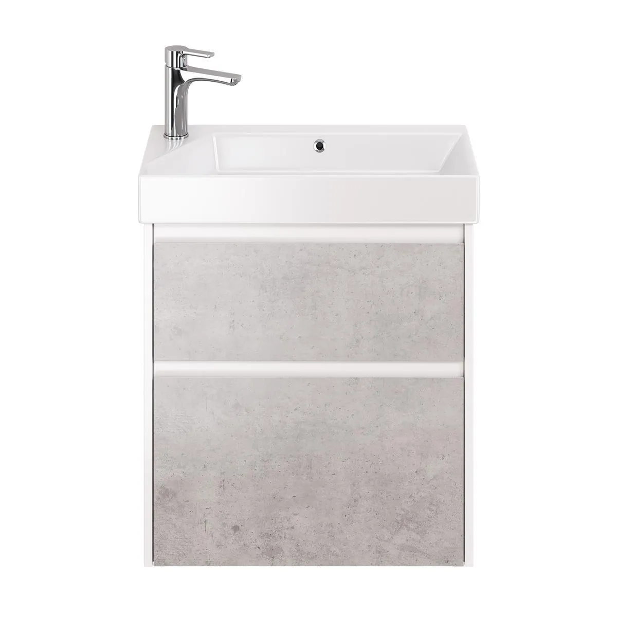 Тумба с раковиной подвесная Dreja Slim 65 см, белый/бетон