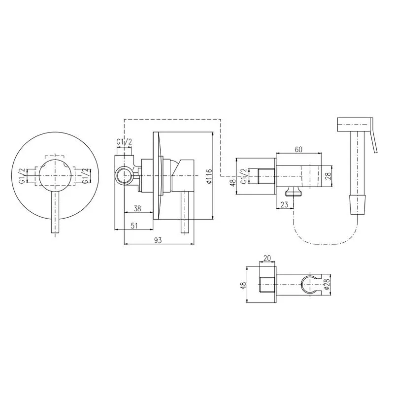 Гигиенический душ со смесителем Rav Slezak Seina SE942, хром