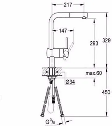 Смеситель для кухни GROHE Minta выдвижной излив, хром (арт. 32168000)