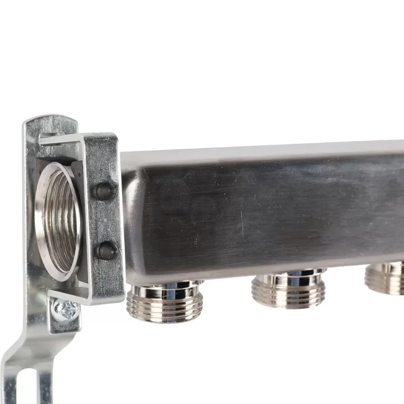 Коллектор Rommer 1"x3/4" на 8 контуров для радиаторной разводки (нерж. сталь) (RMS-4401-000008)