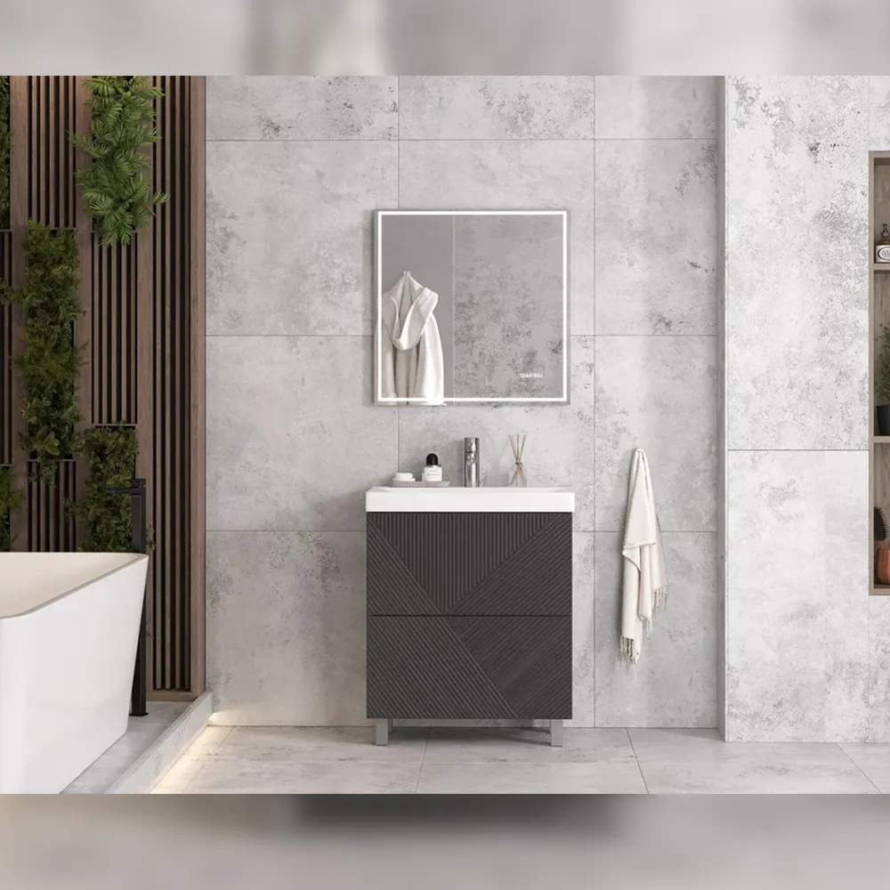 Тумба с раковиной напольная Velvex Edge tn.EDG.9696.70.2Y графит, 70 см